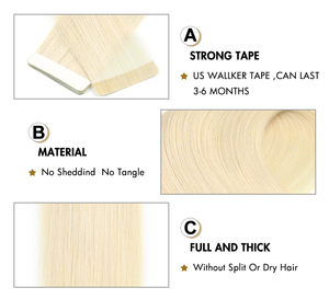Extensiones de Cabello Adhesivas al por Mayor, Cabello Humano Remy Liso Sedoso, Doble Trama, Cutícula Alineada, Cabello Virgen sin Procesar - Product Image 6