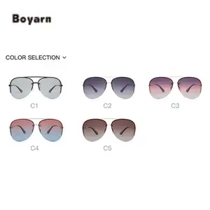 Boyarn Custom Luxury Gradient Lens Trendy Metal Frame Aviation Shades Polit Women Men Polarized Sun Glasses Sunglasses Eyewear