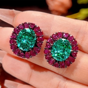 Vintage Eco-friendly Copper Black Gold Plated Bridal Jewelry <b>Set</b> 18*20mm Paraiba Zirconia Pendant <b>Earrings</b> Ring <b>Set</b> for Wedding - Product Image 4