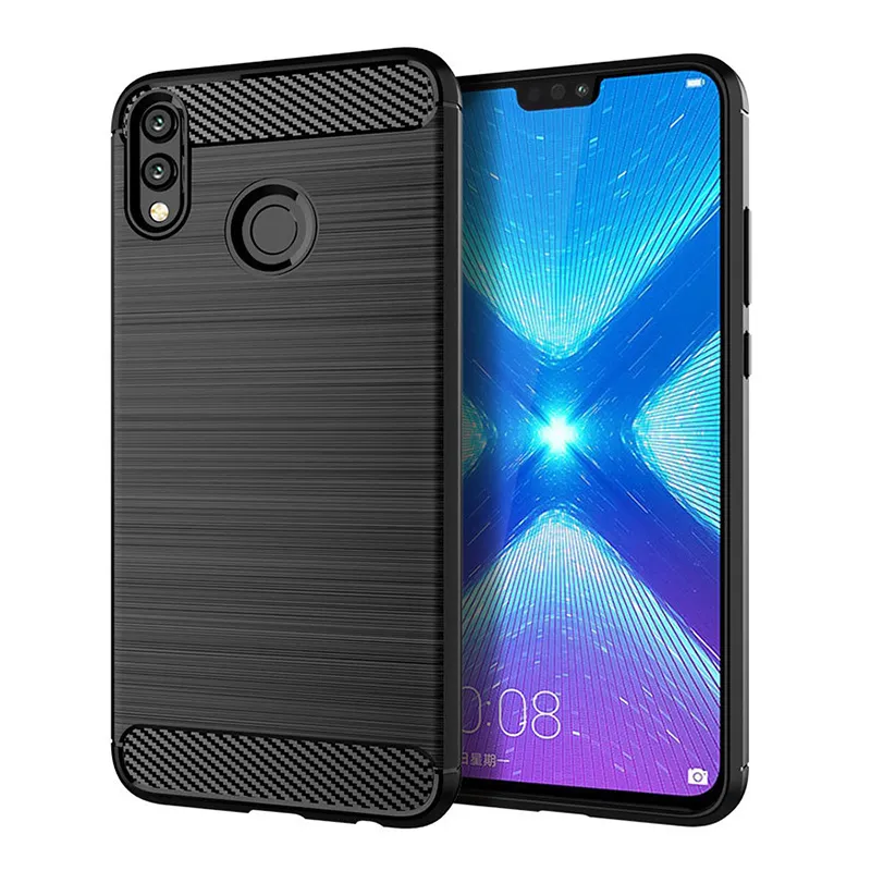 Hotsale 2020 Simple Soft TPU Shockproof Carbon Fiber Back Cover For Honor 8X Phone Case