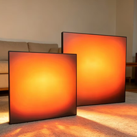 Cadre d'art mural LED intelligent avec réglage de la luminosité, effet lever de soleil et coucher de soleil, boîte à lumière acrylique rétroéclairée avec variateur, décoration de salon