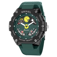 Montre de sport pour homme SMAEL 8092, affichage numérique analogique, résistante à l'eau, alarme, bracelet en résine, affichage LED, chronomètre, lumineuse