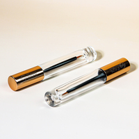 Tubes vides pour gloss à lèvres personnalisés 5ML 8ML Bouteille en verre transparent givré pour sérum pour cils Tube en verre pour mascara avec couvercle en aluminium doré
