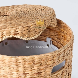 Panier de rangement multifonctionnel moderne en jacinthe d'eau fait main avec couvercles pour organiser les jouets des enfants dans la salle de bain, la chambre à coucher, le salon - Product Image 2