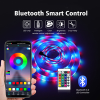 Set Lampu Strip LED 5V, Strip LED Musik RGB 5050, Remote Control 24 Tombol/Antarmuka USB, Lampu Ambient untuk Lampu Latar TV