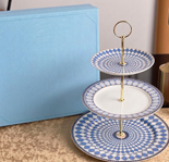 Ensemble de 3 plateaux de service de luxe en porcelaine verte, présentoir rond sous glaçure pour desserts, idéal pour fêtes, mariages et la maison