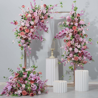 L-FRB021 Décoration florale de mariage, chemin de fleurs rose pour arche, guirlande florale artificielle pour arches de mariage