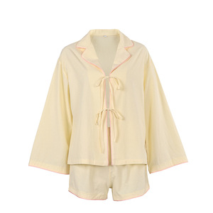 Pijamas de Mujer para Otoño e Invierno, Cómodos y Transpirables, de Algodón Puro, Holgados, con Cordón Ajustable y Manga Larga - Product Image 4