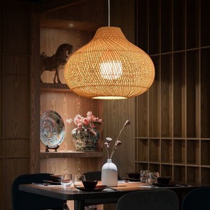 Rattan Pendant <b>Light</b> 40cm 50cm 60cm Diameter Led Round Shape For Hotels Guesthouses Bedroom - Product Image 4