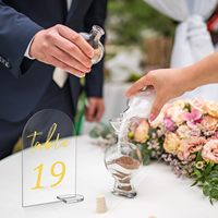 Numéros de table en acrylique, 30 pièces, 1 à 30, imprimés en or, transparents, en forme d'arche, pour mariage et événements, 5,7 x 3,7 pouces