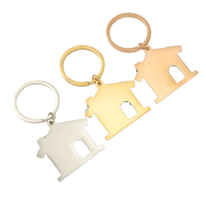 Porte-clés en métal personnalisé en acier inoxydable poli en forme de <span class=keywords><strong>maison</strong></span> avec logo gravé au laser, promotions, mousquetons - Product Image 4