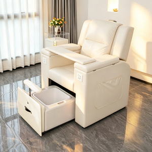 Sillón de Pedicura Rosa Reclinable con Estación de Spa para Pies, Asiento Tapizado para Salón con Cajón de Almacenamiento y Taburete - Product Image 3