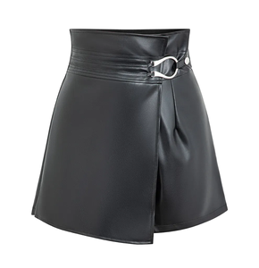 Nuevos Diseños de Moda 2026 para Mujer, Shorts Casuales de Cintura Alta Negros de Spandex/Poliéster con Cinturón Tejido, Estilo Urbano - Product Image 1