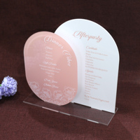 Venta al por mayor personalizado impreso impermeable acrílico bebidas cóctel lista menú signo con soporte para club nocturno o fiesta de boda