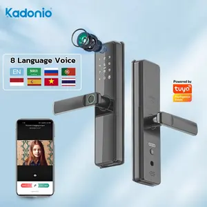 Kadonio WiFi TuyaAPPキーレス電気指紋ロックデジタルキーパッドスマートドアロックカメラ付き