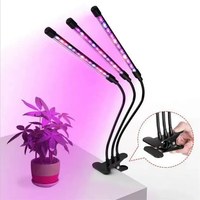 Lampu LED Penumbuh Tanaman Model Jepit Spektrum Penuh 3 Kepala USB Timer Dapat Diredupkan 9 Tingkat Leher Angsa yang Dapat Disesuaikan Untuk Tanaman Dalam Ruangan