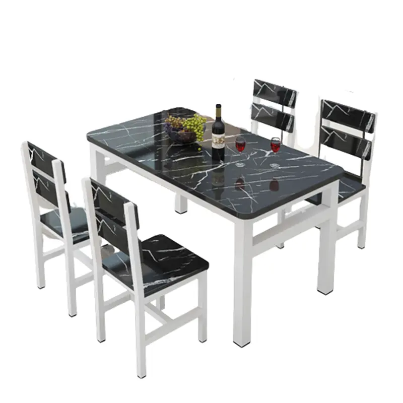 Mesa de comedor auxiliar con tapa de mármol, juego de sillas y mesa de comedor moderna para apartamento pequeño, 4 asientos