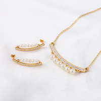 Collier Pendentif Femme Élégant et Glamour en Acier Inoxydable 304, Imitation Perle et Strass, Plaqué Or 18K, Vente en Gros