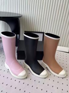 Botas de Lluvia de Cuero para Mujer, Formales, Sólidas, Altas, Impermeables, con Punta Reforzada y Suela Gruesa, para Otoño/Invierno - Product Image 2