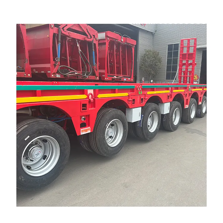 High Quality 3 Axles 80 T Lowbed Lowboy Low Flatbed Loader Drop Deck Trailer For Sale