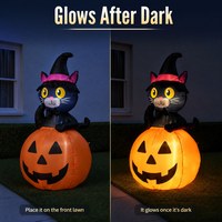 Halloween Aufblasbare Plastik-Schwarze Katze auf Kürbis mit LED-Lichtern für Außenbereich Garten & Hof Feiertagsdekoration