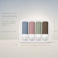 Ensemble de bouteilles de voyage en silicone personnalisées OEM conformes TSA, avec impression de logo sur pochette PVC, 60 ml, pour bagage cabine et contrôle aéroportuaire