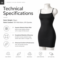 Robe moulante mini pour femme, logo personnalisé, marque, seconde peau, 90 g/m², nylon 66, vêtements de compression, bretelles réglables, double couche