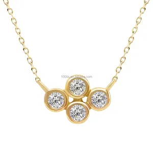 AU585 14K 퓨어 옐로우 골드 목걸이 트렌디 인기있는 실험실 다이아몬드 목걸이 여성 고급 보석