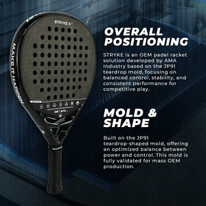 Raquette de padel personnalisée de qualité supérieure fabriquée en usine, <span class=keywords><strong>Stryke</strong></span> JP91 Hybrid Teardrop 24K carbone, puissance explosive avec précision et stabilité - Product Image 5