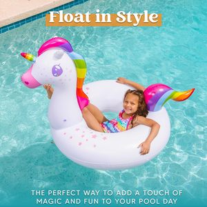 Flotador Inflable Gigante de PVC para Piscina, Diseño de Flamenco y Unicornio para Adultos y Niños, Marca MAKE WAVES, 40 Pulgadas de Diámetro - Product Image 6