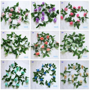 Guirlandes de roses artificielles Li Rui, 9 fleurs, en PVC et soie, pour décoration de mariage et de la maison - Product Image 5
