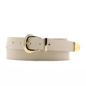 Made in Italy women's full grain cow leather 3 cm in nappa with golden buckle, loop and tip. Genuine leather belt