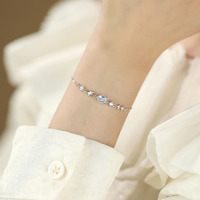 S999 argent Sterling créatif coloré clair de lune verre planète Bracelets bijoux pour femmes filles cadeau accessoires YB-XY-913