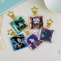 Porte-clés en acrylique transparent personnalisé avec impression d'anime, paillettes, charme de dessin animé, porte-clés artisanal en acrylique
