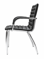 Chaise de conférence moderne en cuir PU avec accoudoirs, structure chromée, pour salle d'étude, salle de formation, salle de réunion, bureau, sièges pour visiteurs