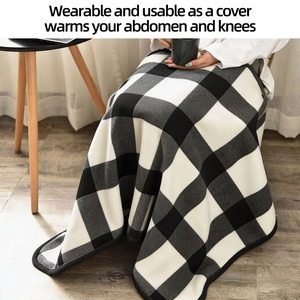 Manta portátil con diseño de cuadros Buffalo y borde negro, ideal para oficina, viajes y actividades al aire libre en otoño. Envío rápido desde la UE. - Product Image 5