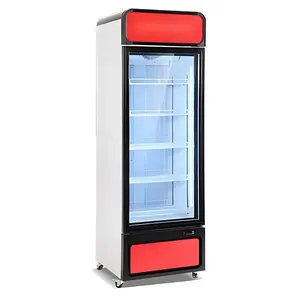 Коммерческий супермаркет, вертикальный для кухни, морозильник для напитков, 400 л, охладитель воздуха с красной однодверной витриной, холодильник