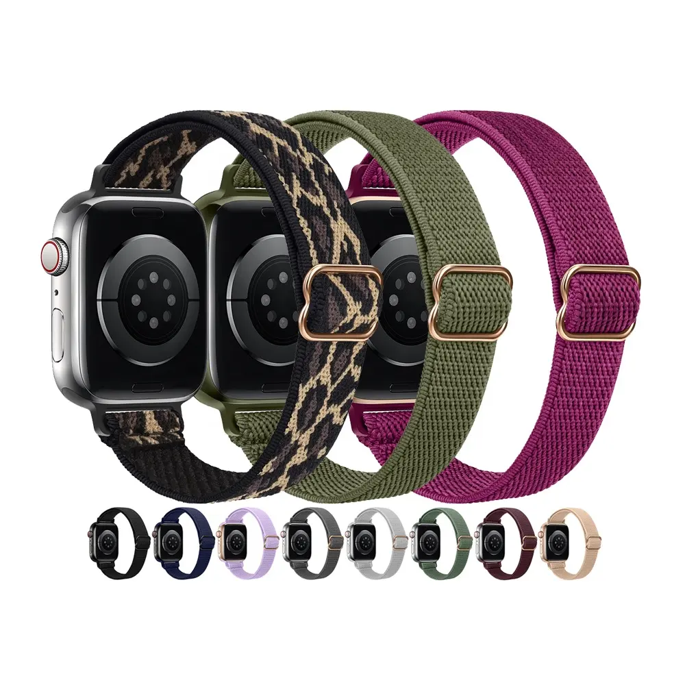 Leopard Print Lady Women style Stretchy Nylon Elastics Watch Strap 40m/41mm for Apple iWatch 8 7 6 5 4 3 SE Watch Bands 44/45mm