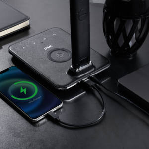 10W LED <span class=keywords><strong>Lampe</strong></span> de bureau contemporaine Touch Control Flexo <span class=keywords><strong>Lampe</strong></span> de table 5 niveaux de luminosité Type-C E26 AC Affichage LCD en plastique Écologique - Product Image 4