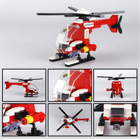 1545 MOC bricolage bloc modèle lutte contre l'incendie hélicoptère 107 pièces petites particules enfants garçon assemblage bloc de construction jouet ensemble en gros