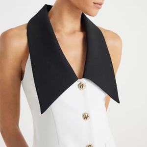 Vestido Mini Casual Bohemio Blanco sin Mangas, 100% Algodón Tejido, Corte en A, Talla XS, Cuello Cuadrado Sólido, Cintura Elástica, Estilo Veraniego - Product Image 2