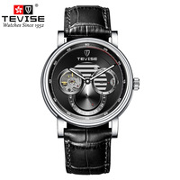 Montre mécanique automatique pour homme, squelette, aiguilles lumineuses, boîtier en acier inoxydable, bracelet en cuir véritable, luxe, étanche 3 ATM