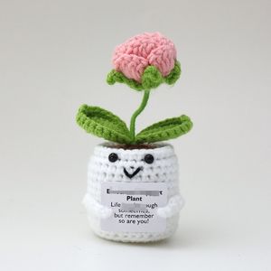 Grazioso Logo personalizzato uncinetto a mano piante Color lavanda rose e foglia verde con carta di <span class=keywords><strong>testo</strong></span> carino uncinetto giocattoli per bambini - Product Image 3