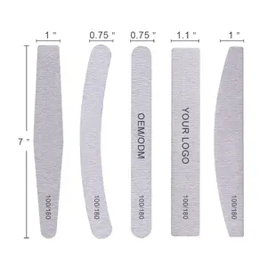 Professionale Bordo di Smeriglio Manicure Pedicure Strumenti di Arte Su Ordinazione Logo Double-Sided Nail File Set 180 150 80 100 Grit lima per unghie