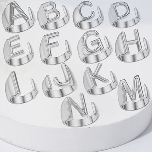 Vente en gros de bagues en laiton argenté plaqué or 14K 18K, cadenas de oro, 26 lettres anglaises, style personnalité, anneaux arabes DIY - Product Image 5