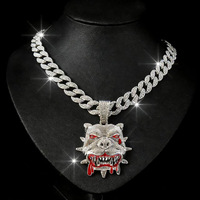 Collar con Colgante de Cabeza de Bulldog con Incrustaciones de Diamantes de Imitación para Hombre, Cadena Cubana de Aleación de Zinc, Color Oro y Plata, Joyería Hip Hop, Accesorios de Moda