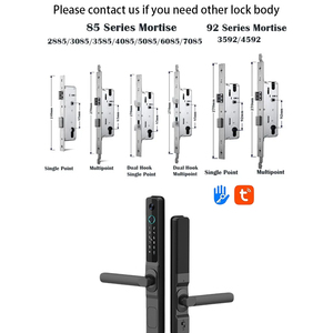 Password Big <strong>Fingerprint</strong> Smart Lock Water Resistant Tuya Wifi Aluminum/Glass Door Biometric Slim Handle Lock For Home Security - Product Image 4