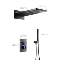 Robinet de douche thermostatique en laiton mural, mitigeur simple poignée chromé, ensemble de douche carrée effet pluie pour salle de bain