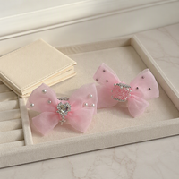 Nœud en organza pastel, breloque cœur en strass pour stylo, composant de bijoux DIY, fourniture artisanale en gros