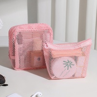Sac de Maquillage Carré Transparent Portable en Maille avec Fermeture Éclair pour Voyage, Trousse de Toilette, Rangement de Rouge à Lèvres et Bijoux – Vente en Gros